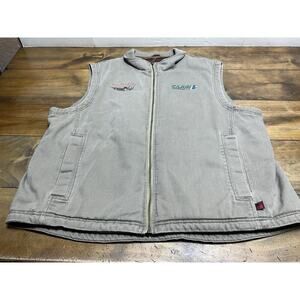 VTG Woolrich 22830 Dark Wheat Canvas Fleece Lined Men's Full Zip Vest Men’s XL